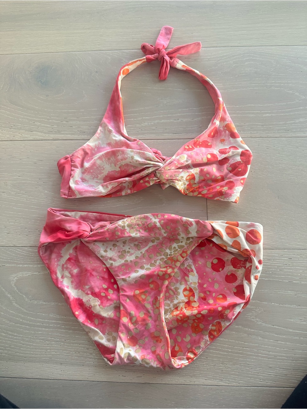 Carmen Marc Valvo rose glitter beach bikini XS
